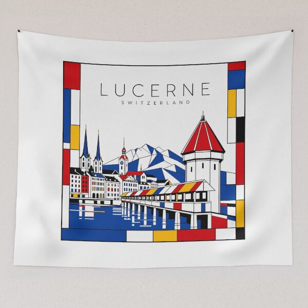 Item preview, Lucerne Mondrian style poster 3D designed and sold by CMYKStudio.