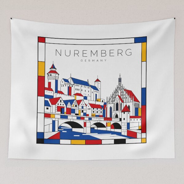 Item preview, Nuremberg Mondrian style poster 3D designed and sold by CMYKStudio.