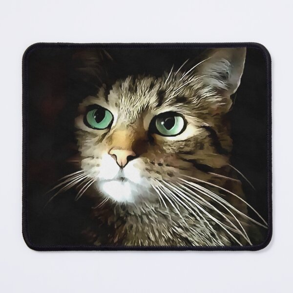 Item preview, Tabby Cat With Green Eyes Isolated On Black designed and sold by taiche.
