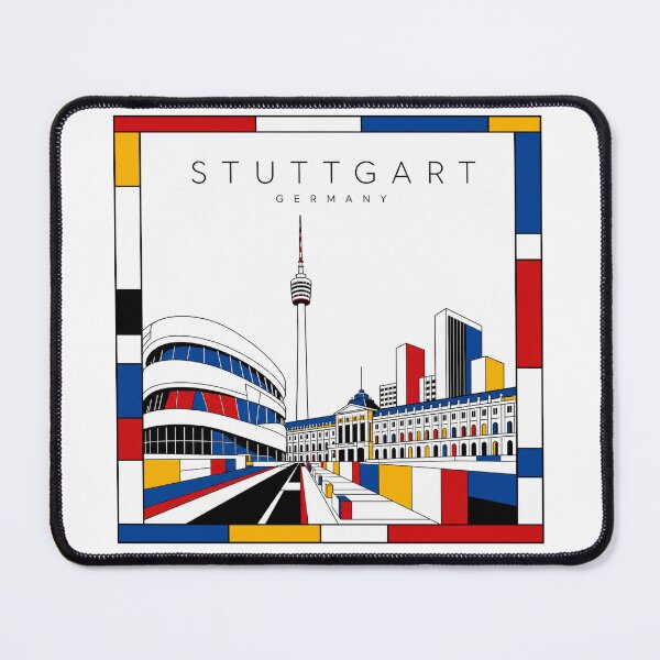 Artikelvorschau, Stuttgarter Poster im Mondrian-Stil, 3D entworfen und verkauft von CMYKStudio.