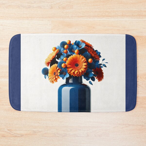 Item preview, Orange and Blue Floral Bouquet, Bold Modern Flower Art designed and sold by NarjaShop.