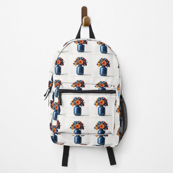 Item preview, Orange and Blue Floral Bouquet, Bold Modern Flower Art designed and sold by NarjaShop.