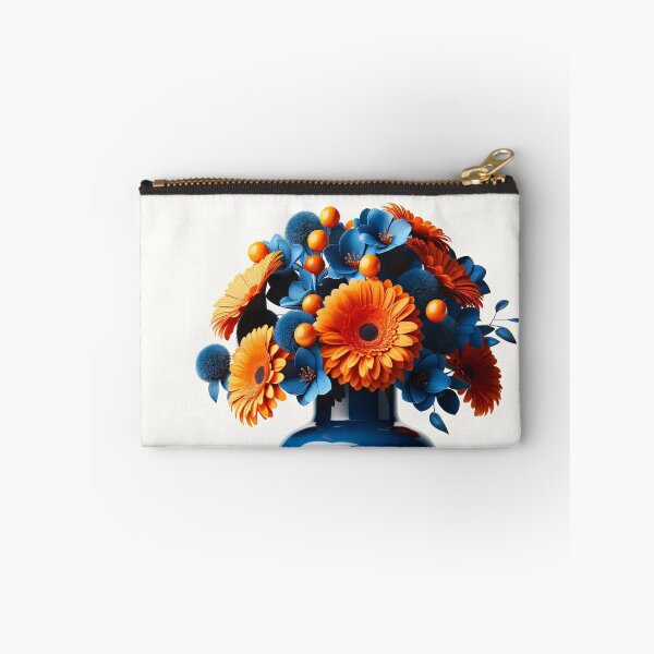 Item preview, Orange and Blue Floral Bouquet, Bold Modern Flower Art designed and sold by NarjaShop.