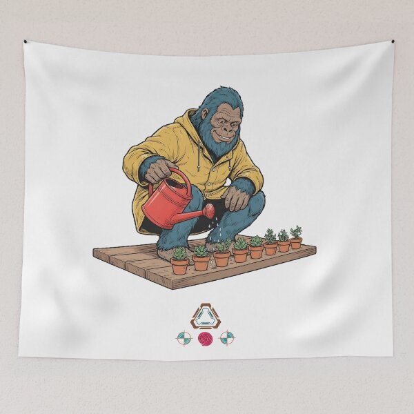Item preview, Bigfoot Gardener Watering Tiny Plants & Succulents - Cute Sasquatch designed and sold by Whimsy Trail Co.