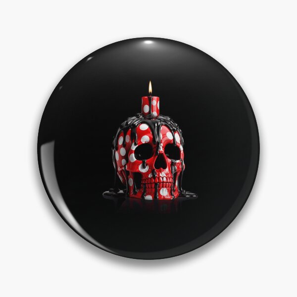 Item preview, Melting Polka Dot Skull Candle Spooky Gothic Art designed and sold by YourColorsWall.