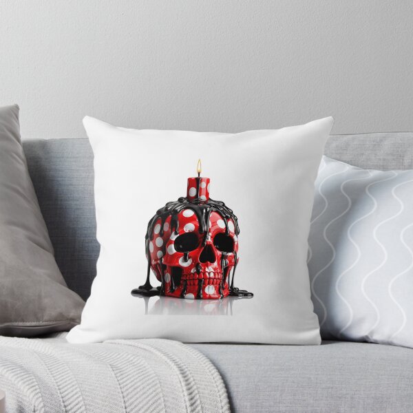 Item preview, Melting Polka Dot Skull Candle Spooky Gothic Art designed and sold by YourColorsWall.