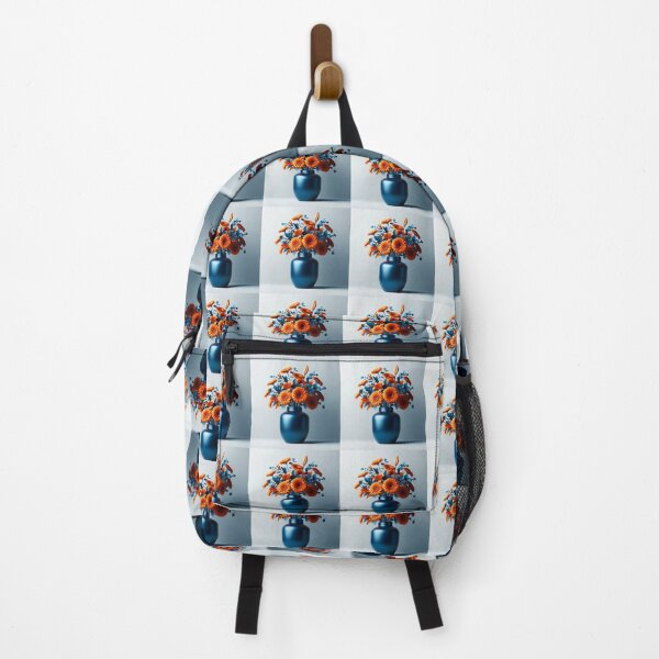 Item preview, Orange and Blue Floral Bouquet, Bold Modern Flower Art designed and sold by NarjaShop.