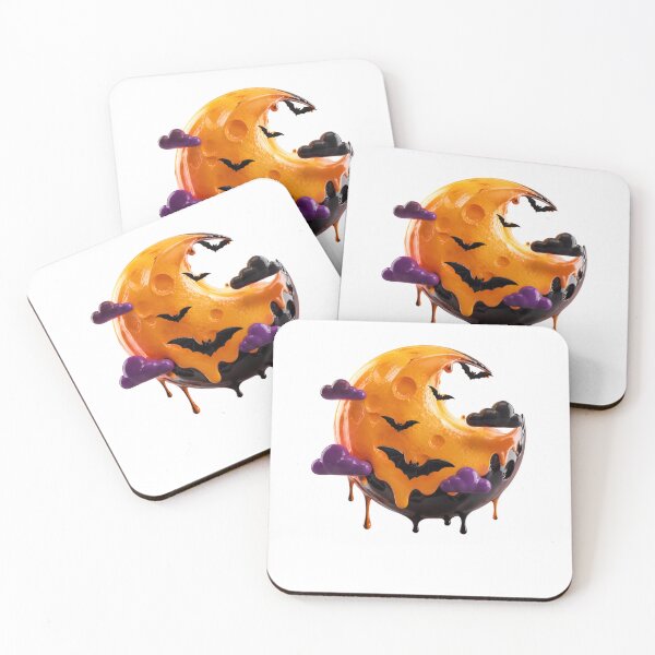 Item preview, Melting Spooky Moon Halloween Bats Purple Clouds designed and sold by YourColorsWall.