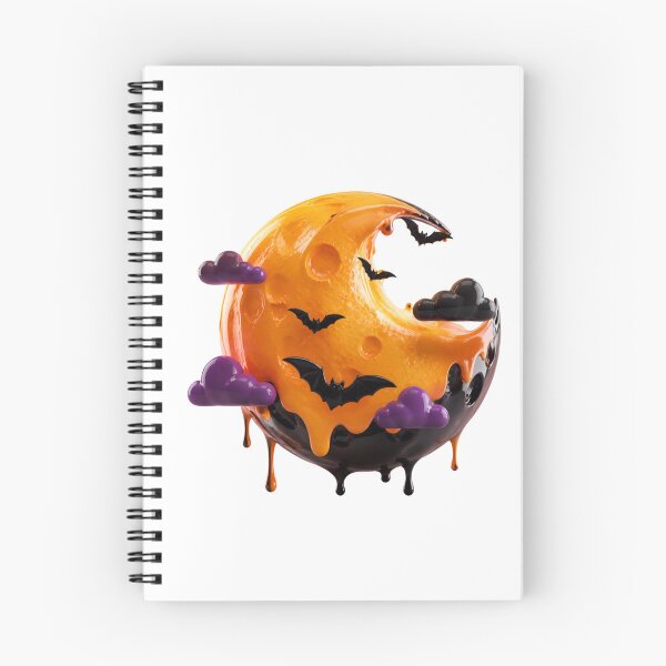 Item preview, Melting Spooky Moon Halloween Bats Purple Clouds designed and sold by YourColorsWall.
