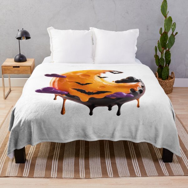 Item preview, Melting Spooky Moon Halloween Bats Purple Clouds designed and sold by YourColorsWall.