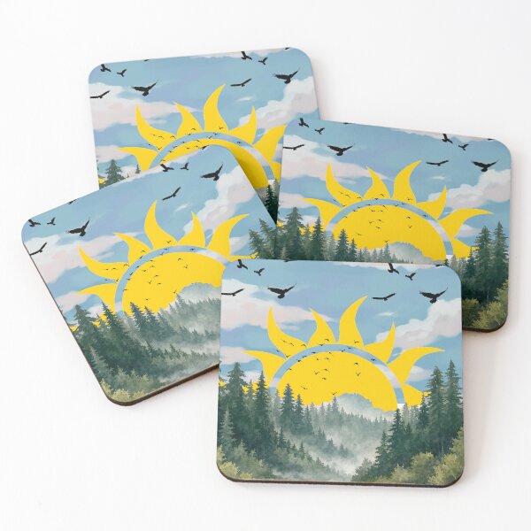 Item preview, Sunburst Forest Over Peaceful Mountain Lake designed and sold by DKSH1234.