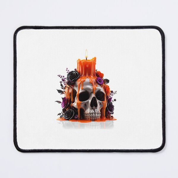 Item preview, Floral Skull Candle Melting Orange Wax Gothic Art designed and sold by YourColorsWall.