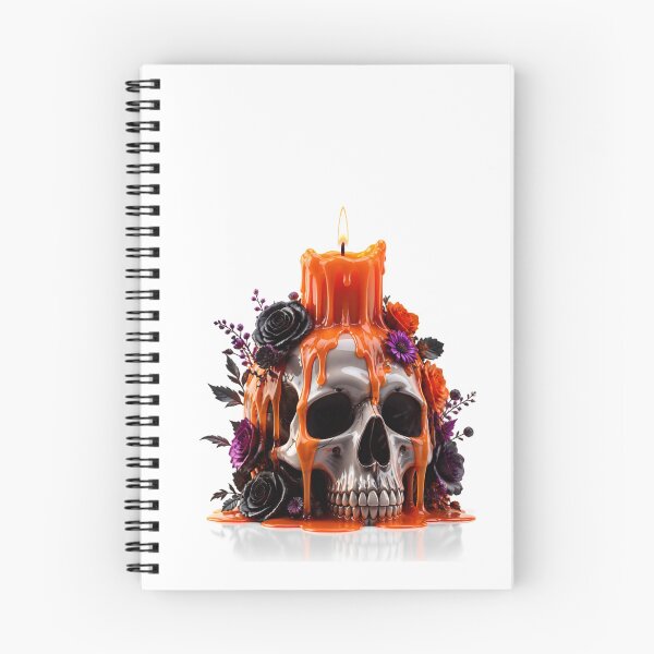 Item preview, Floral Skull Candle Melting Orange Wax Gothic Art designed and sold by YourColorsWall.