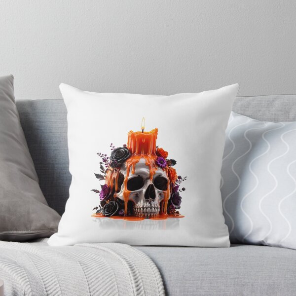 Item preview, Floral Skull Candle Melting Orange Wax Gothic Art designed and sold by YourColorsWall.