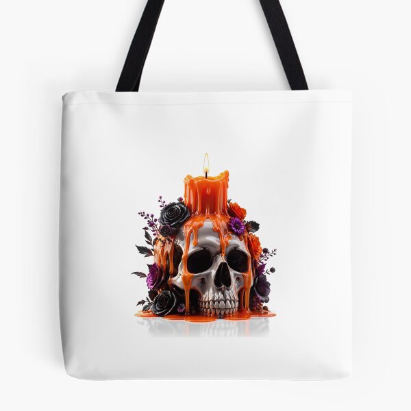Item preview, Floral Skull Candle Melting Orange Wax Gothic Art designed and sold by YourColorsWall.