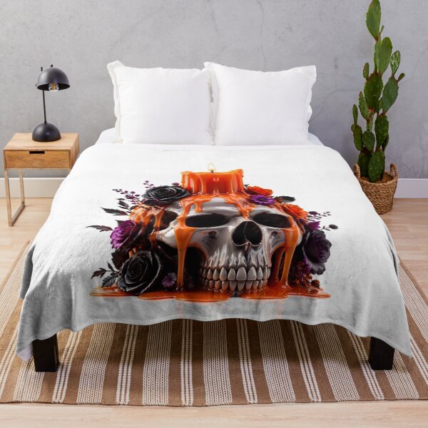 Item preview, Floral Skull Candle Melting Orange Wax Gothic Art designed and sold by YourColorsWall.