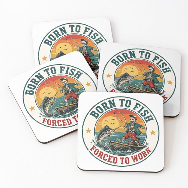 Item preview, Born To Fish Forced To Work Fishing Angler Fisherman Hobby designed and sold by SkeletonsDanger.