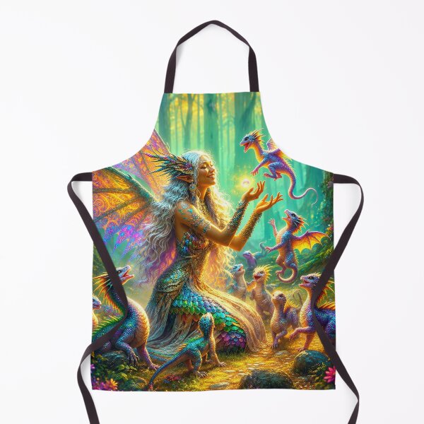 Item preview, Fairy Dragon Fantasy Art – Enchanted Forest Fairy with Colorful Baby Dragons designed and sold by DrakariArt.