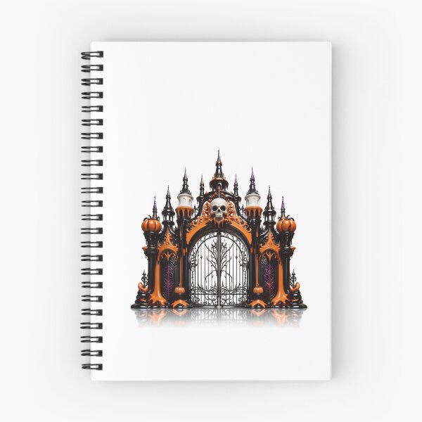 Item preview, Gothic Spooky Cemetery Gate Skull Castle Halloween designed and sold by YourColorsWall.
