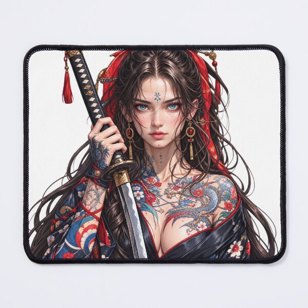 Item preview, Tattooed Samurai Warrior Woman with Katana designed and sold by PixoPrintables.