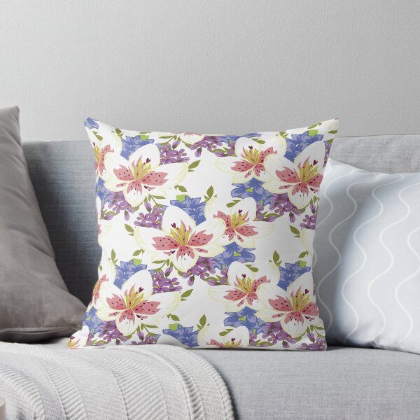 Item preview, Lily & Hydrangea Charm — Elegant Floral Pattern on White designed and sold by Johnnies.