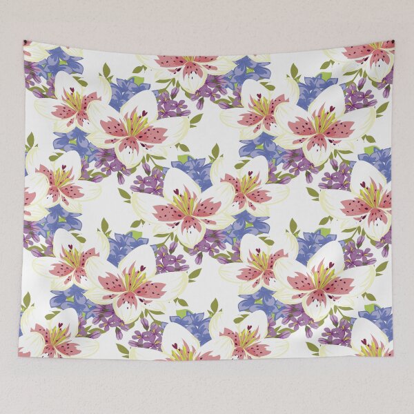 Item preview, Lily & Hydrangea Charm — Elegant Floral Pattern on White designed and sold by Johnnies.