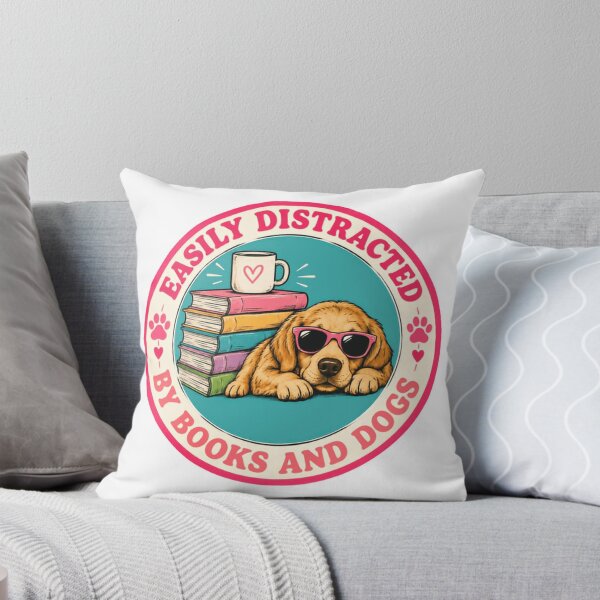 Item preview, Easily Distracted By Books And Dogs Reading Bookworm Dog Lover Pet Owner designed and sold by SkeletonsDanger.