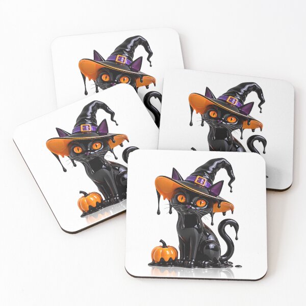 Item preview, Melting Black Cat Witch Hat Halloween Pumpkin designed and sold by YourColorsWall.