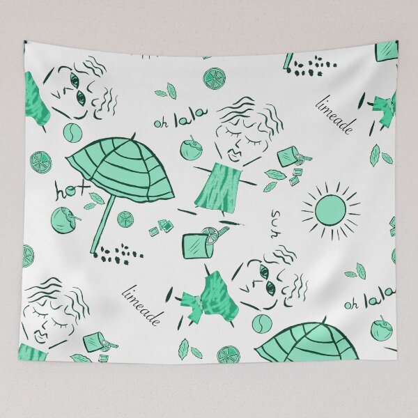 Item preview, Chic Summer Beach Doodle Seamless Pattern - Retro Resort Vibes Mint designed and sold by altastudio.