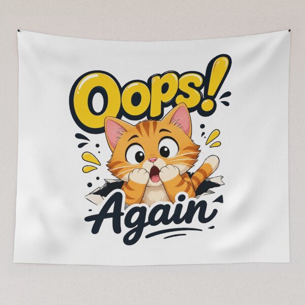 Item preview, Oops! Again – Funny Cute Cat designed and sold by MR4me.