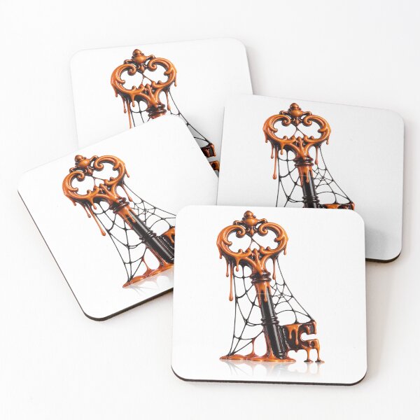 Item preview, Melting Vintage Key Spiderweb Gothic Halloween Art designed and sold by YourColorsWall.