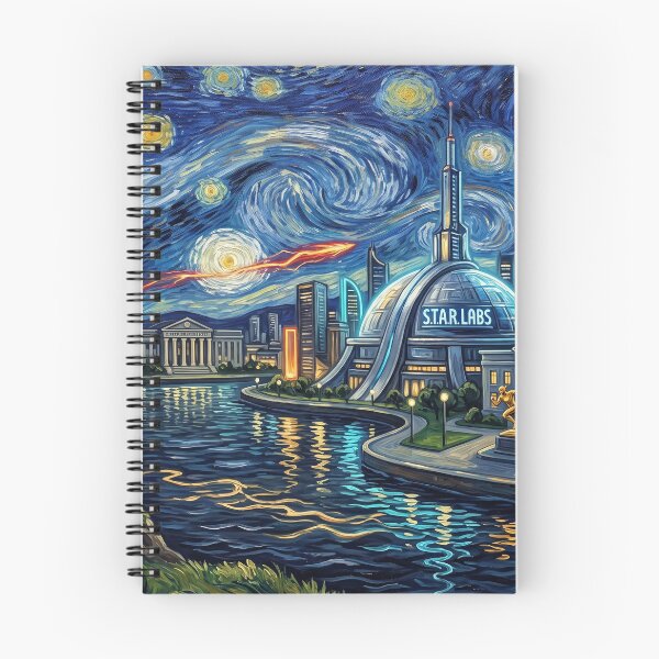 Item preview, Central City Starry Night Comic Art Landscape designed and sold by Bad-Decisions-Designs.