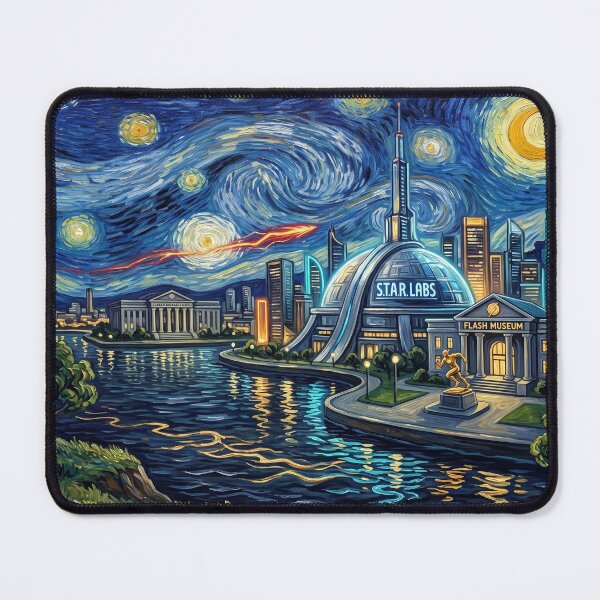 Item preview, Central City Starry Night Comic Art Landscape designed and sold by Bad-Decisions-Designs.