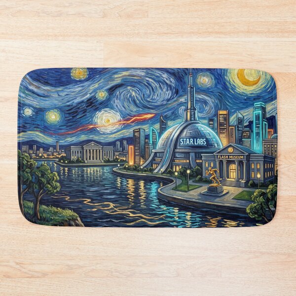 Item preview, Central City Starry Night Comic Art Landscape designed and sold by Bad-Decisions-Designs.