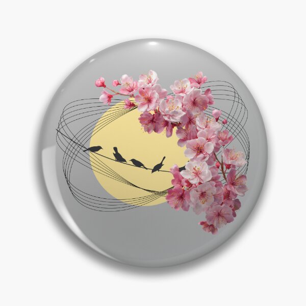 Item preview, Swallows and Flowers against the Sun, inside a circle. Swallows Blossoms. designed and sold by DSoriaDesign.
