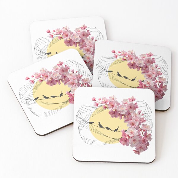 Item preview, Swallows and Flowers against the Sun, inside a circle. Swallows Blossoms. designed and sold by DSoriaDesign.