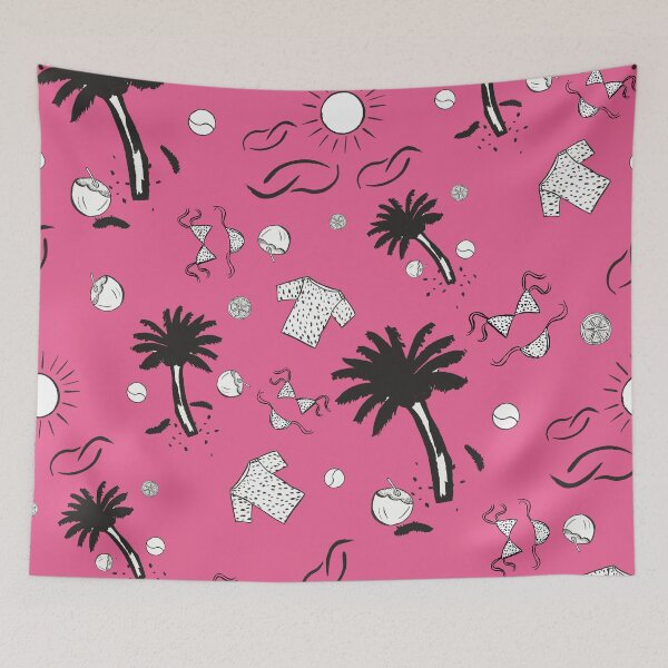 Item preview, Retro Summer Beach Pattern Pink Background  designed and sold by altastudio.