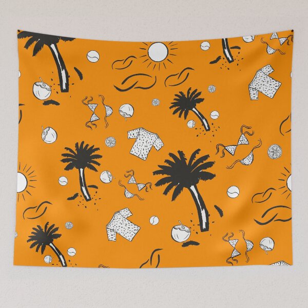 Item preview, Retro Summer Beach Pattern  Orange Background  designed and sold by altastudio.