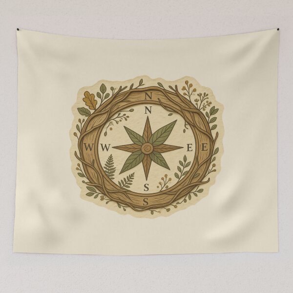 Item preview, Vintage Botanical Compass With Woven Vine Frame designed and sold by ITCHAWAWAA.