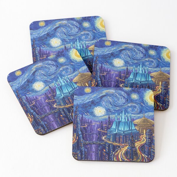 Item preview, Coruscant Starry Night Sci Fi Landscape designed and sold by Bad-Decisions-Designs.