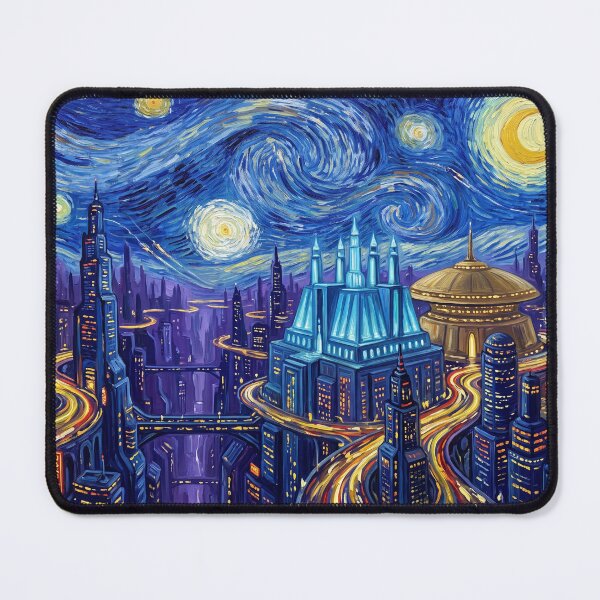 Item preview, Coruscant Starry Night Sci Fi Landscape designed and sold by Bad-Decisions-Designs.