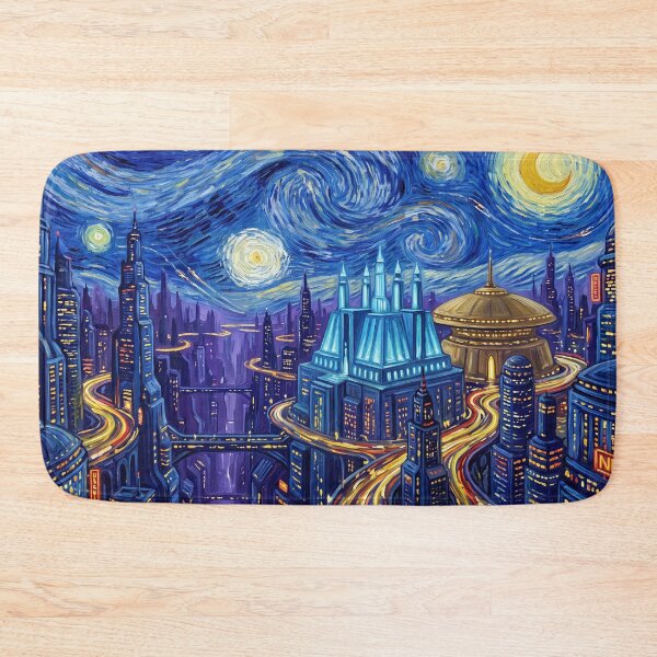 Item preview, Coruscant Starry Night Sci Fi Landscape designed and sold by Bad-Decisions-Designs.
