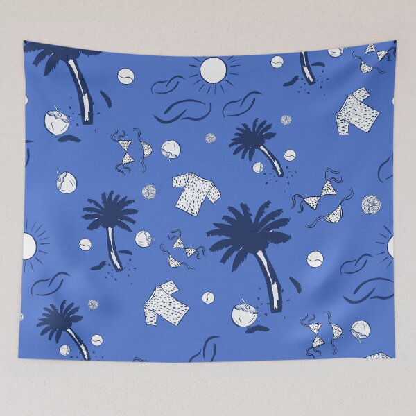 Item preview, Retro Summer Beach Pattern Blue Background  designed and sold by altastudio.