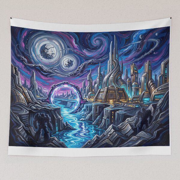 Item preview, Cybertron Starry Night Sci Fi Landscape designed and sold by Bad-Decisions-Designs.