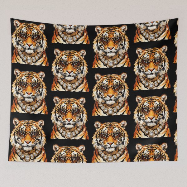 Item preview, Glam Tiger with Sunglasses and Gold Diamond Chain designed and sold by ViniBall.