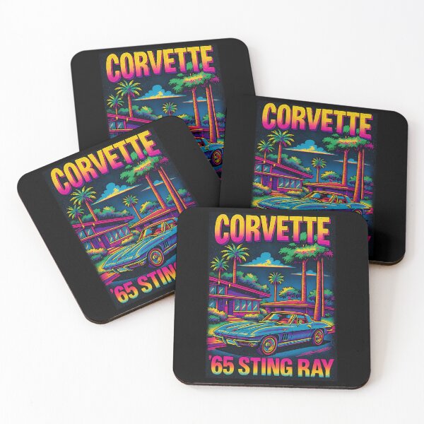 Aperçu de l'œuvre Corvette 65 Sting Ray Voiture de sport automobile Palmiers néon créée et vendue par RaineeMcDaniel.