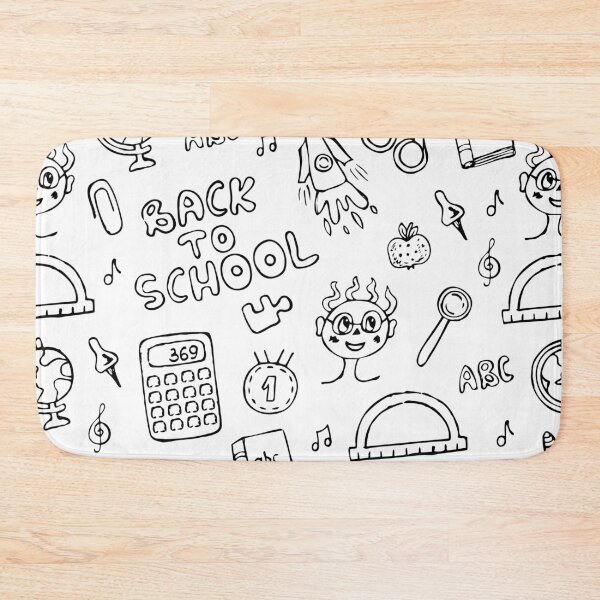 Item preview, Cute back to school black line hand drawn seamless pattern designed and sold by OM-lova.
