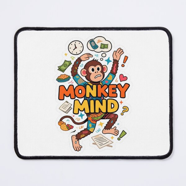 Item preview, Monkey Mind Distracted Cartoon Sticker-Cute Overthinking Mental Health Art designed and sold by carestazafeli.