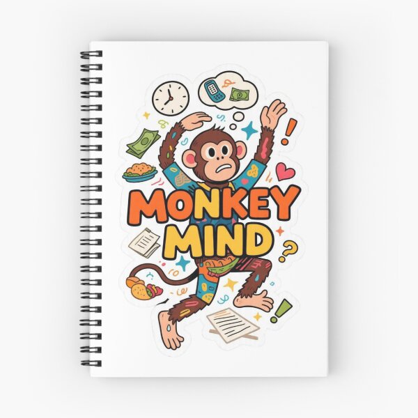 Item preview, Monkey Mind Distracted Cartoon Sticker-Cute Overthinking Mental Health Art designed and sold by carestazafeli.