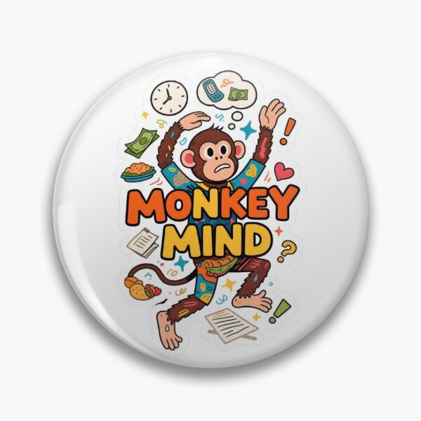Item preview, Monkey Mind Distracted Cartoon Sticker-Cute Overthinking Mental Health Art designed and sold by carestazafeli.